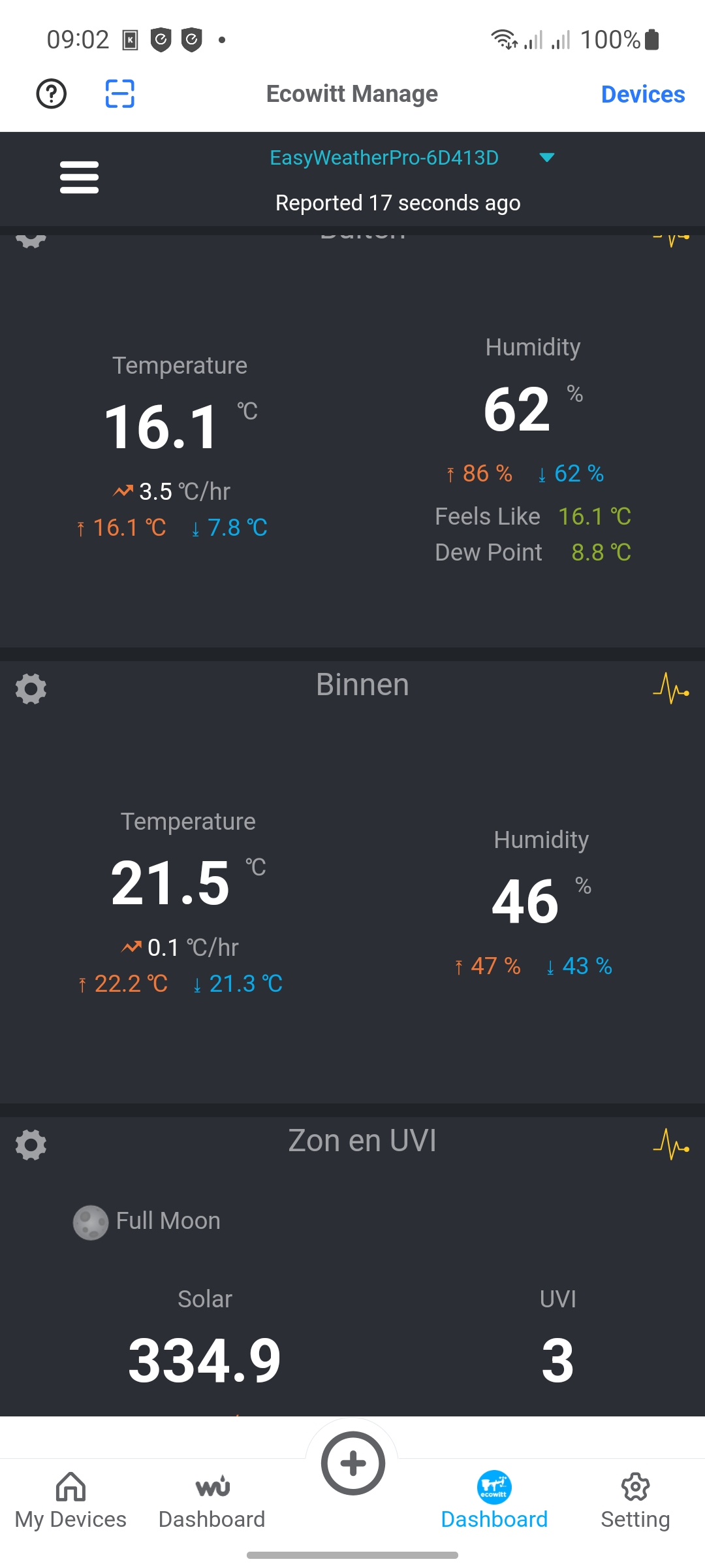 Schermafdruk van de app